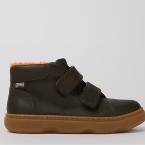 Camper Kids Green Leather Sneaker Boots in Dark Green and Orange size 3